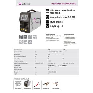 GeKaMac Power Plus Tıg 200 Pfc Dc Pulse Inverter Tıg Kaynak Makinesi
