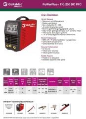 GeKaMac Power Plus Tıg 200 Pfc Dc Pulse Inverter Tıg Kaynak Makinesi