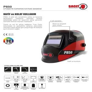 Sacit P850 Otomatik Kararan Kaynak Maskesi True Color