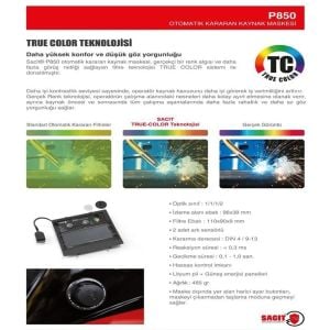 Sacit P850 Otomatik Kararan Kaynak Maskesi True Color