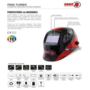 Sacit P950 Turbo Otomatik Kararan Kaynak Maskesi True Color