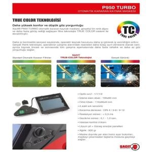 Sacit P950 Turbo Otomatik Kararan Kaynak Maskesi True Color