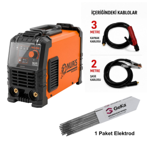 Nuriş MA200E İnverter Kaynak Makinesi 200A + 1 Paket 2.5mm Elektrot