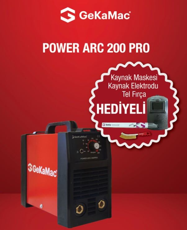 Gekamac Power Arc 200 Pro Inverter Kaynak Makinası +Kaynak Maskesi+Elektrodu Fırçası Hediyeli