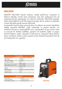 Nuriş MIG200F MIG/MAG İnverter Gazaltı Kaynak Makinası