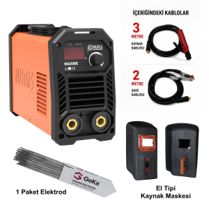 Nuriş MA200E İnverter Kaynak Makinesi + Kaynak Maskesi + 100Lü Elektrod