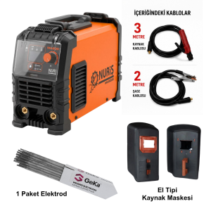 Nuriş MA200E İnverter Kaynak Makinesi + Kaynak Maskesi + 100Lü Elektrod