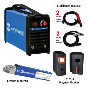 Magmaweld Megastick 200 Amper Kaynak Makinesi + 100 Adet 2.50x350mm Elektrod + El Kaynak Maskesi