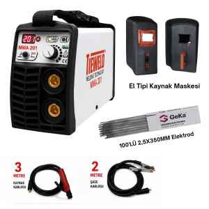 Tieweld MMA 201 İnverter Kaynak Makinası + El Kaynak Maskesi + 100 Adet 2.50x350mm Elektrod
